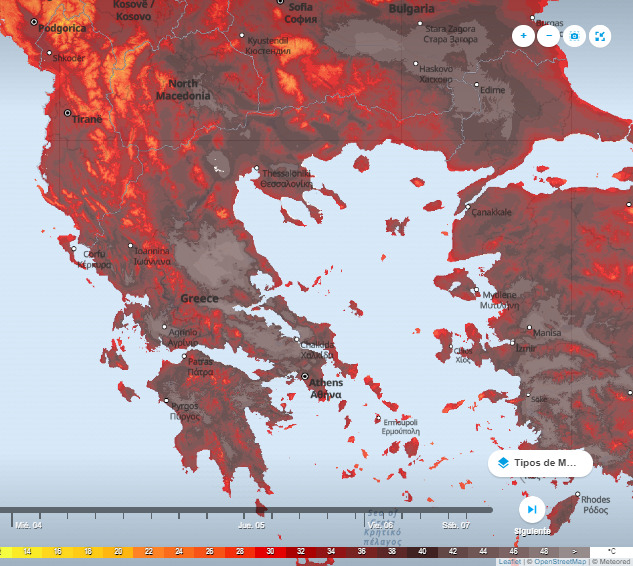 Ola de calor en Grecia alcanza los 46°C